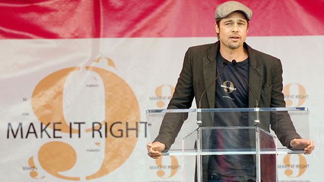 Brad Pitt at a Make It Right Foundation press conference in December, 2007; Matthew HINTON/AFP via Getty Images