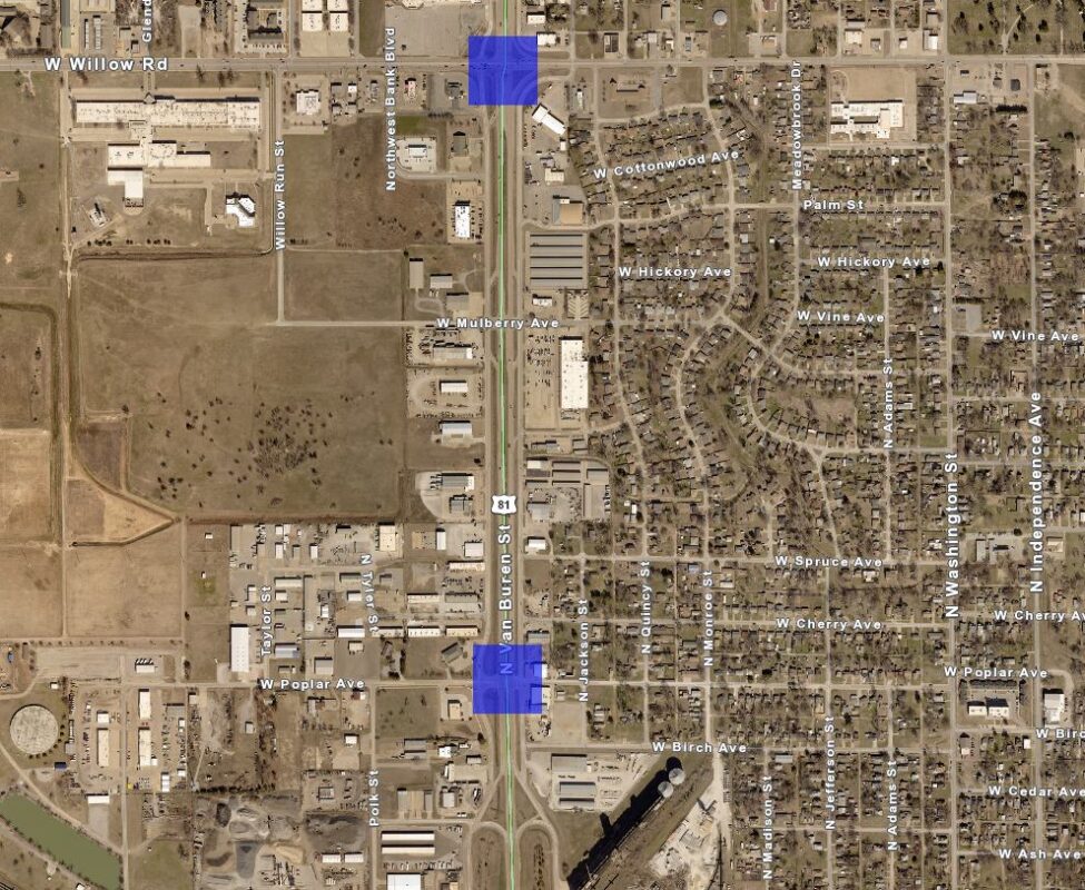 Map for US HWY 81 Poplar and Willow