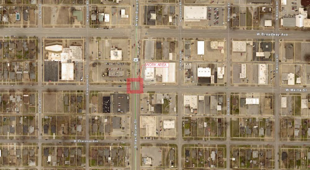 Intermittent Lane Closures on South Van Buren for Traffic Pole Replacement