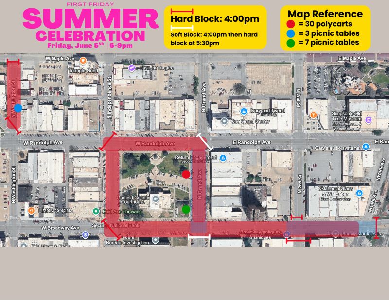 UPDATED June First Friday ROAD BLOCK MAP