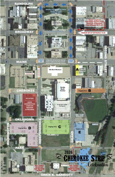 Diagram of Cherokee Strip Parade Route & Road Closures